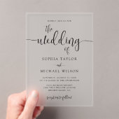 スタイリッシュコンテンポラリースクリプ結婚ト アクリル招待状 (インサイチュ (ポータブル))