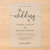 スタイリッシュコンテンポラリースクリプ結婚ト アクリル招待状 (正面)