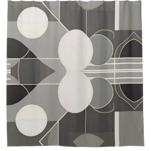 スタイリッシュコンテンポラリー抽象デザイン シャワーカーテン (正面)