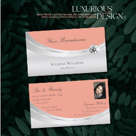 スタイリッシュコーラルシルバーデコールとダイヤモンド 名刺