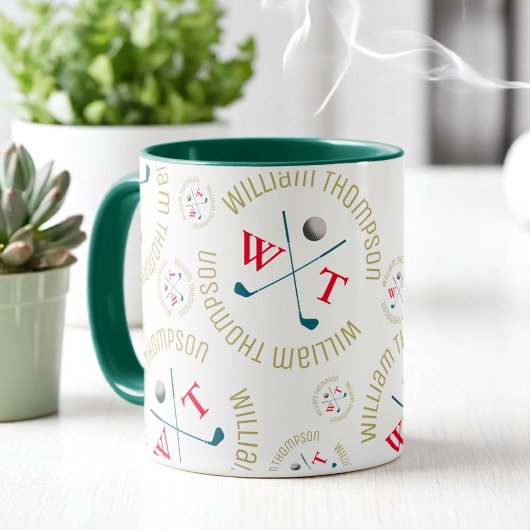 スタイリッシュゴルファー用コーヒーマグ(ロゴパターン) マグカップ