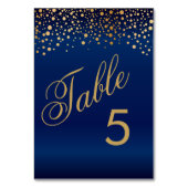 スタイリッシュゴールドドットとネイビーブルー - テーブルナンバー (裏面)