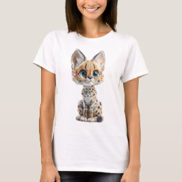 スタイリッシュサーバルイラストの女性向けデザイン Tシャツ