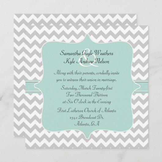 スタイリッシュシェブロン結婚式招待状 招待状 (正面/裏面)