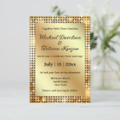 スタイリッシュシックなレトロなディスコ金ゴールドメタリック結婚ズ 招待状 (スタンド正面)