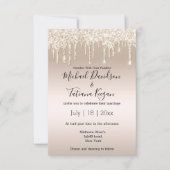 スタイリッシュシャンパンのグリッターが結婚滴る 招待状 (正面)