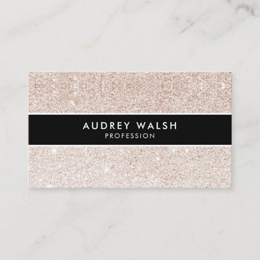 スタイリッシュシャンパンピンクグリッターブストライプのラック 名刺 (正面)