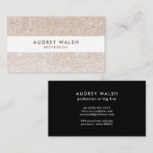 スタイリッシュシャンパンピンクグリッター白ストライプの 名刺 (正面/裏面)