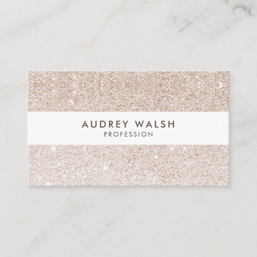 スタイリッシュシャンパンピンクグリッター白ストライプの 名刺 (正面)