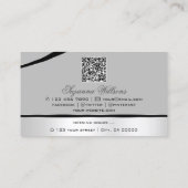 スタイリッシュシルバーグレー曲線デコールラインとQRコード 名刺 (裏面)