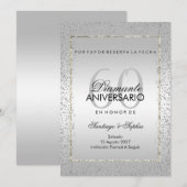 スタイリッシュシルバーコンフェティ 結婚60周年記念日 Save The Date セーブザデート (正面/裏面)