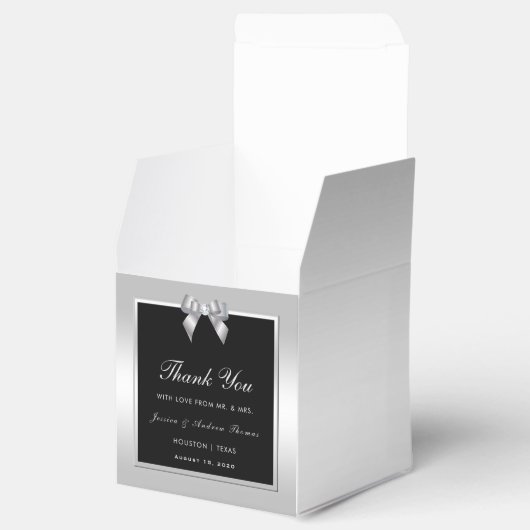 スタイリッシュシルバージェムボウ&ブラック結婚ズ フェイバーボックス (オープン)