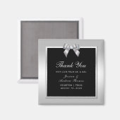 スタイリッシュシルバージェムボウ&ブラック結婚ズ マグネット (正面/裏面)