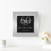 スタイリッシュシルバーダイヤ結婚モンド60周年 スクエア壁時計 (ホーム)