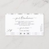 スタイリッシュシルバーホワイトきらめくダイヤモンドイニシャル 名刺 (裏面)