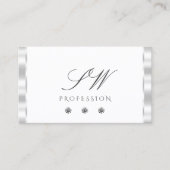 スタイリッシュシルバーホワイトきらめくダイヤモンドイニシャル 名刺 (正面)