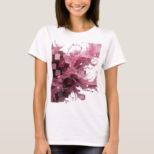 スタイリッシュシルバー抽象芸術アートプリント v2 tシャツ (正面)