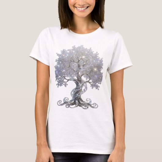 スタイリッシュシルバー抽象芸術デザイン Tシャツ (正面)