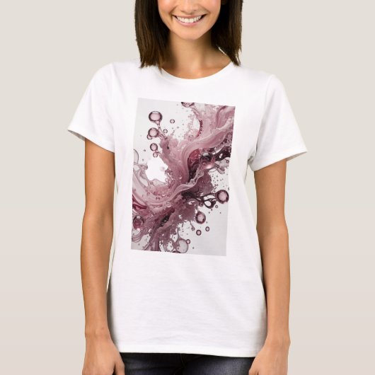 スタイリッシュシルバー抽象芸術 ウェアラブルアート Tシャツ (正面)