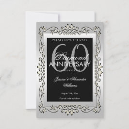 スタイリッシュシルバー60周年記念結婚式の保存日通知 セーブザデート