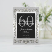 スタイリッシュシルバー60周年記念結婚式の保存日通知 セーブザデート (スタンド正面)