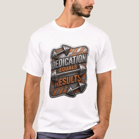 スタイリッシュシルバー 専念は結果に等しい Tシャツ (正面)