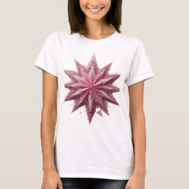 スタイリッシュシルバー PINK STAR テキストデザイン Tシャツ