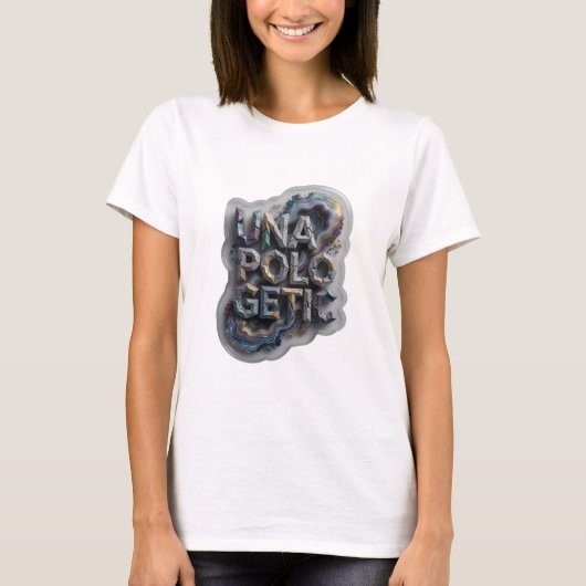スタイリッシュシルバー UNAPOLOGETICスローガンTシャツ Tシャツ (正面)