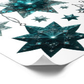 スタイリッシュシルバーBLUE STAR ORNAMENTS ポスター (角)