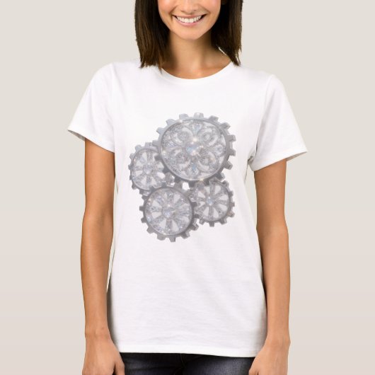 スタイリッシュシルバーGEMS+IN+GEARプリント Tシャツ (正面)