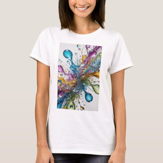 スタイリッシュシルバーWATER+SPLASHES+Tシャツ Tシャツ (正面)