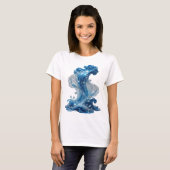 スタイリッシュシルバーWATER WAVEスローガンTシャツ Tシャツ (正面フル)
