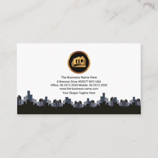 スタイリッシュシンプルシティスカイラインシルエット不動産仲介業者 名刺 (裏面)