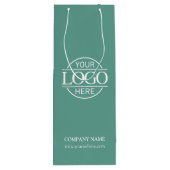 スタイリッシュシンプルティール（緑がかった色）グリーンカンパニービジネスロゴ ワインギフトバッグ (裏面)