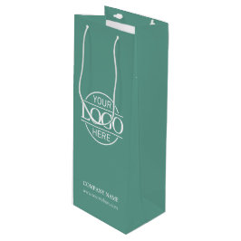 スタイリッシュシンプルティール（緑がかった色）グリーンカンパニービジネスロゴ ワインギフトバッグ