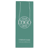 スタイリッシュシンプルティール（緑がかった色）グリーンカンパニービジネスロゴ ワインギフトバッグ (正面)