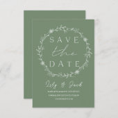 スタイリッシュシンプルミニマルエレガントモダンセージ サンキューカード (正面/裏面)