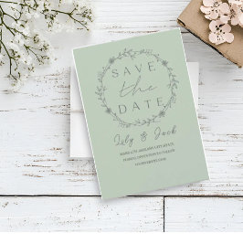 スタイリッシュシンプルミニマルエレガントモダンセージ セーブザデート