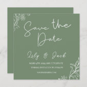 スタイリッシュシンプルミニマルエレガントモダンセージ 招待状 (正面/裏面)