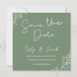 スタイリッシュシンプルミニマルエレガントモダンセージ 招待状