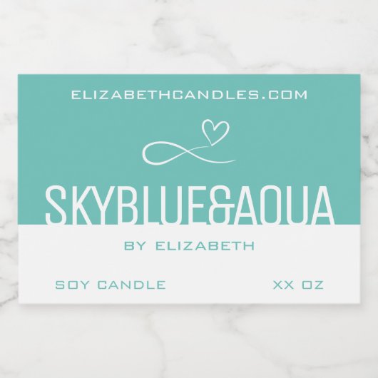 スタイリッシュシンプルモダンティール（緑がかった色）プレーンホワイトキャンドル フードラベル (シングルラベル)