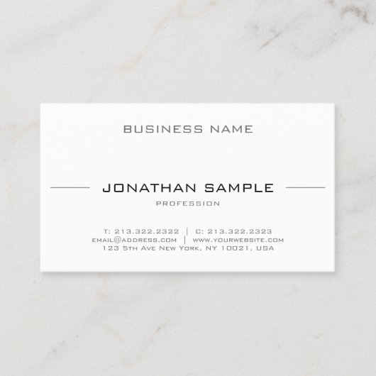 スタイリッシュシンプルモダントレンディープロフェッショナルミニマル 名刺 (正面)