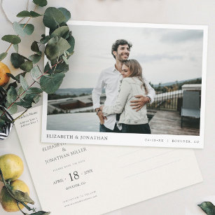 スタイリッシュシンプルモダン写真の結婚式 インビテーションポストカード
