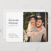 スタイリッシュシンプルモダン写真の結婚式 セーブザデート (正面/裏面)