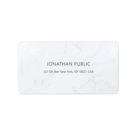スタイリッシュシンプルモダン白大理石プレーンアドレス ラベル (正面)