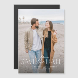 スタイリッシュシンプルモダン縦写真の日付を保存 マグネット招待状