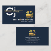 スタイリッシュシンプルモノグラム金ゴールドラインホーム引越し業者 名刺 (正面/裏面)