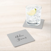 スタイリッシュシンプル平灰色ミニマル書道 スクエアペーパーコースター (インサイチュ)