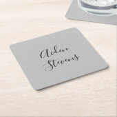 スタイリッシュシンプル平灰色ミニマル書道 スクエアペーパーコースター (アングル)