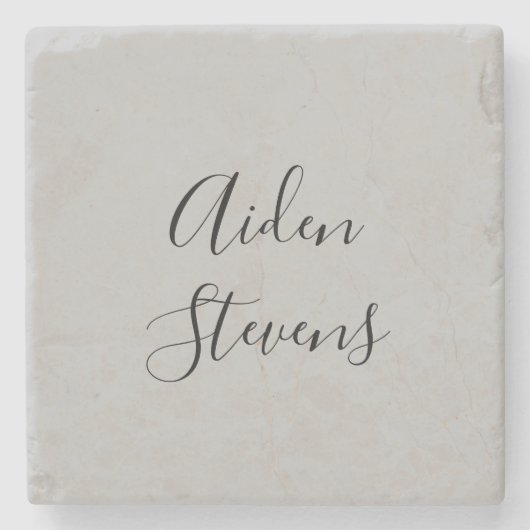 スタイリッシュシンプル平灰色ミニマル書道 ストーンコースター (正面)